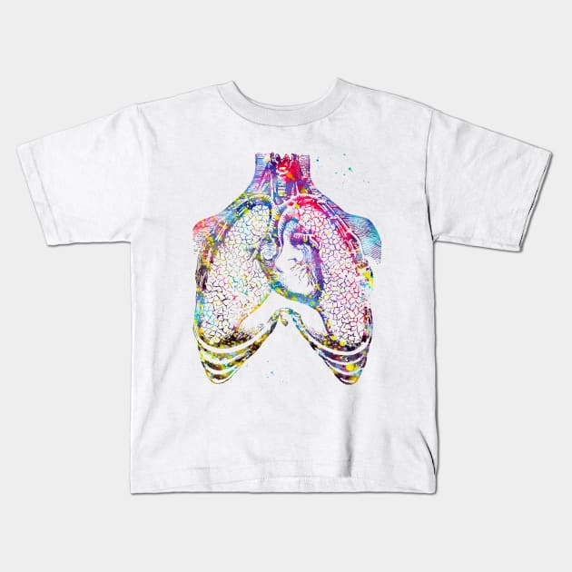 Human heart and lungs Kids T-Shirt by erzebeth